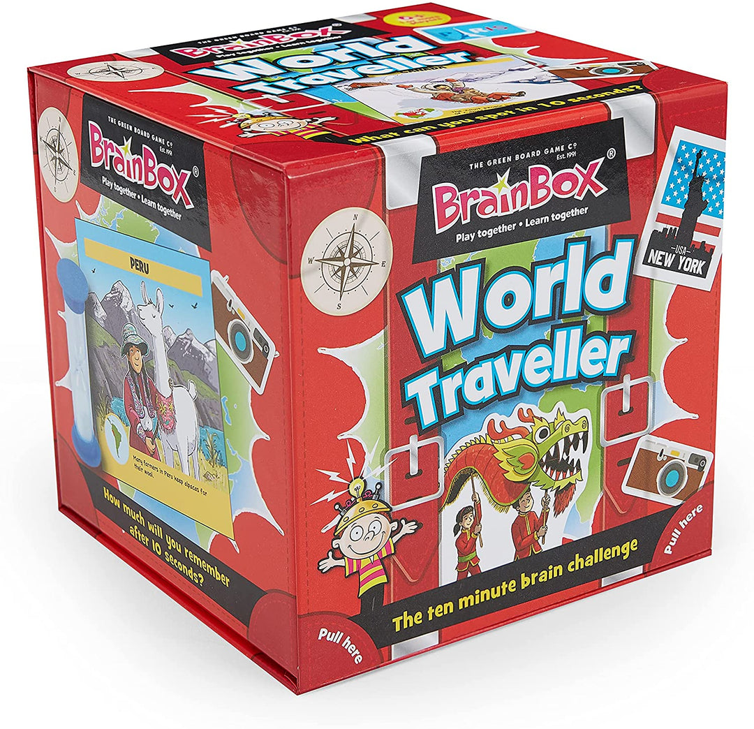 BrainBox | World Traveller | Card Game | Ages 8+ | 1+ Players | 10 Minutes Playing Time