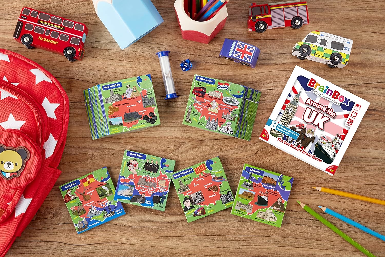 Brainbox Around The UK Card Game - 55 Cards, 440 Questions, Ages 8+