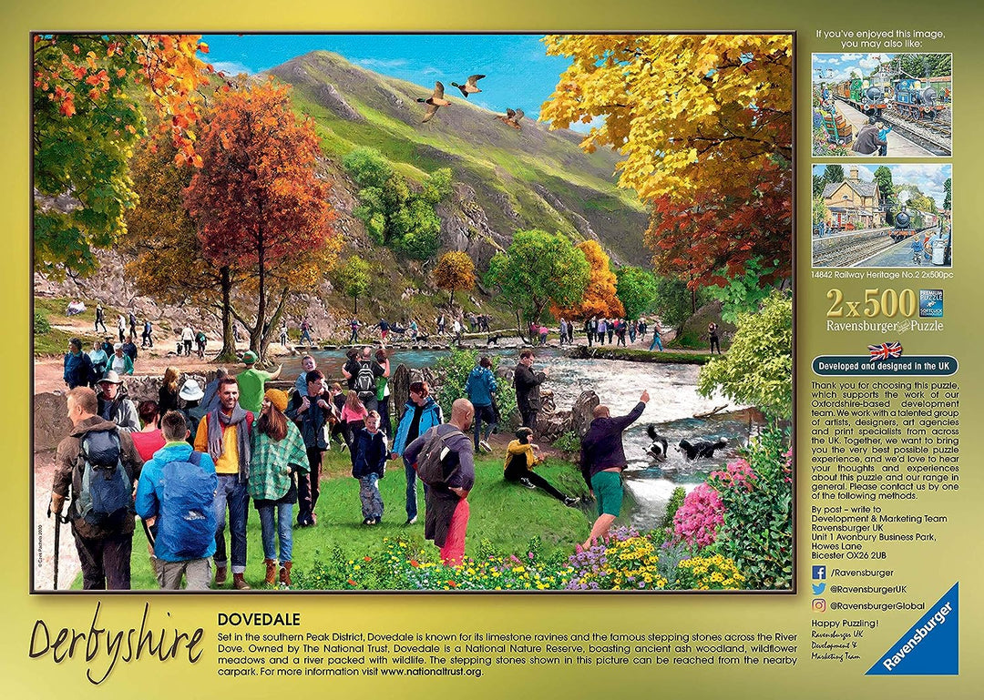 Ravensburger Picturesque Landscapes No.7 Derbyshire - Chatsworth & Dovedale 2x 500 Piece Jigsaw Puzzles