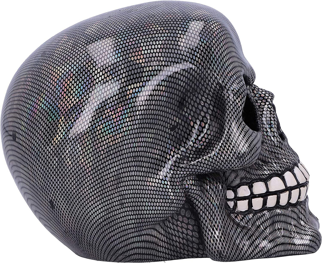 Nemesis Now Holographic Silver Fishnet Skull Ornament, 16.5cm