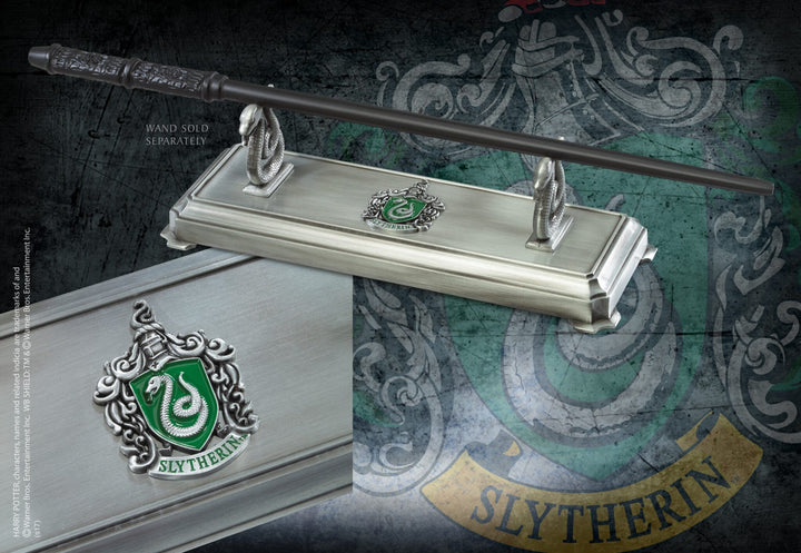 The Noble Collection Harry Potter Slytherin Wand Stand - 8in (20cm) Silver-Coloured Individual Wand Stand - Harry Potter Film Set Movie Props Wands Gifts