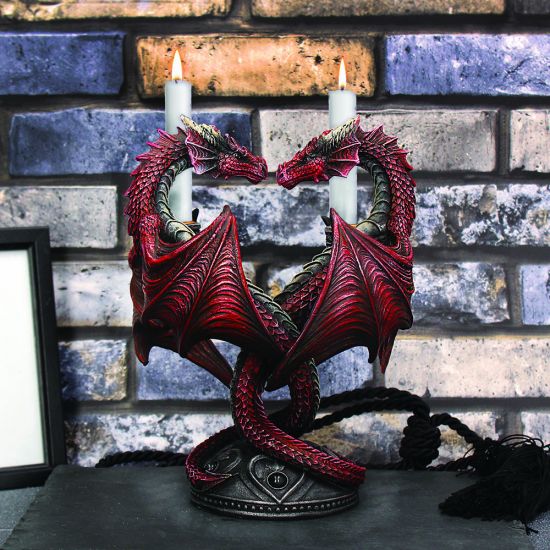 Nemesis Now Dragon Heart Anne Stokes Valentine's Edition Candle Holder 23cm Red,