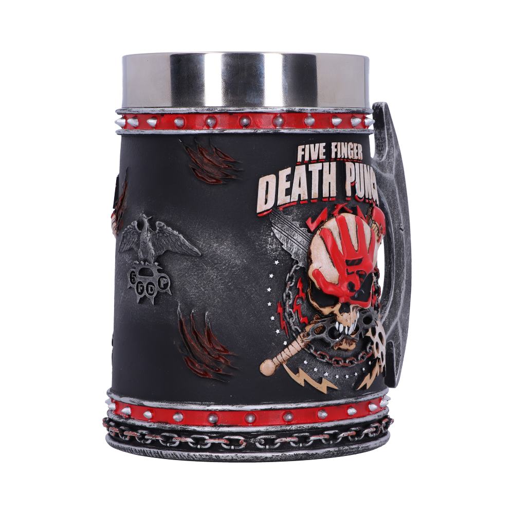 Nemesis Now B4654N9 Five Finger Death Punch Tankard 15cm, Resin w/Stainless Steel Insert, Black