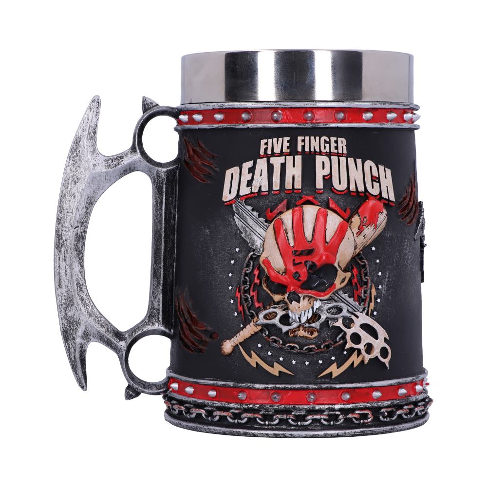 Nemesis Now B4654N9 Five Finger Death Punch Tankard 15cm, Resin w/Stainless Steel Insert, Black