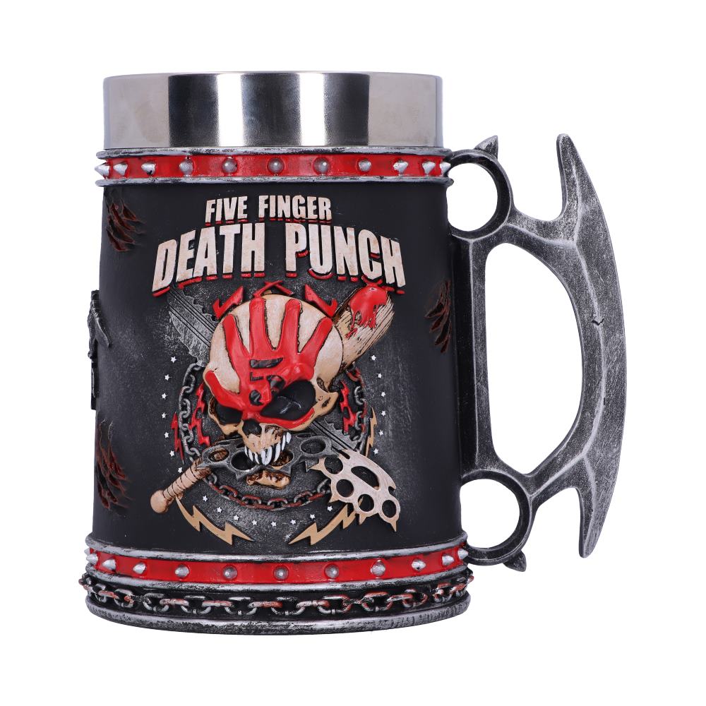 Nemesis Now B4654N9 Five Finger Death Punch Tankard 15cm, Resin w/Stainless Steel Insert, Black