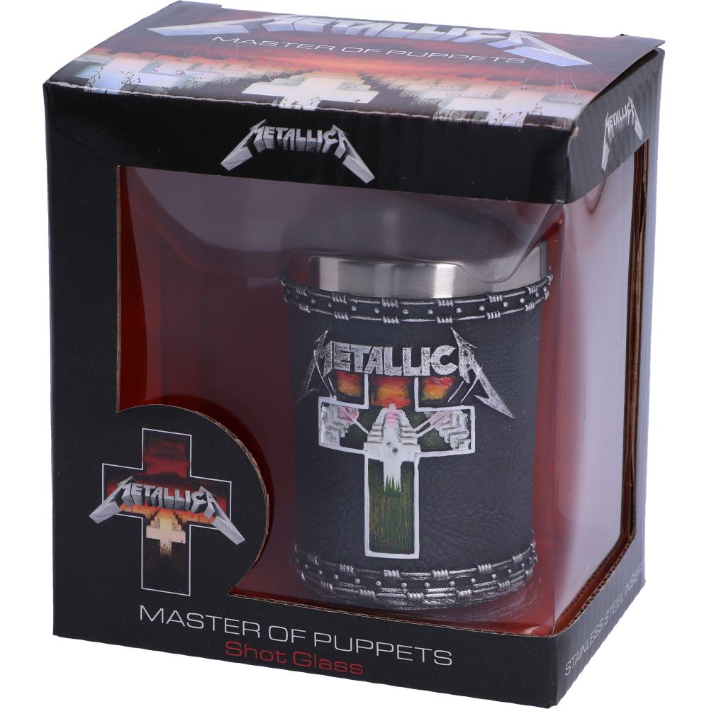 Nemesis Now B4683N9 Metallica-Master of Puppets Shot Glass 7cm, Resin w/Stainless Steel Insert, Black