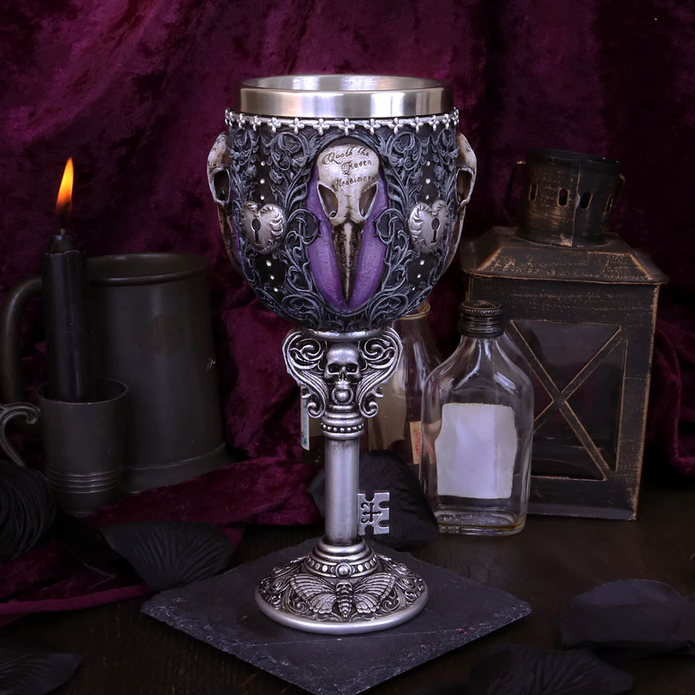 Nemesis Now B4725P9 Edgar's Raven Goblet 18cm, Resin w. Stainless Steel