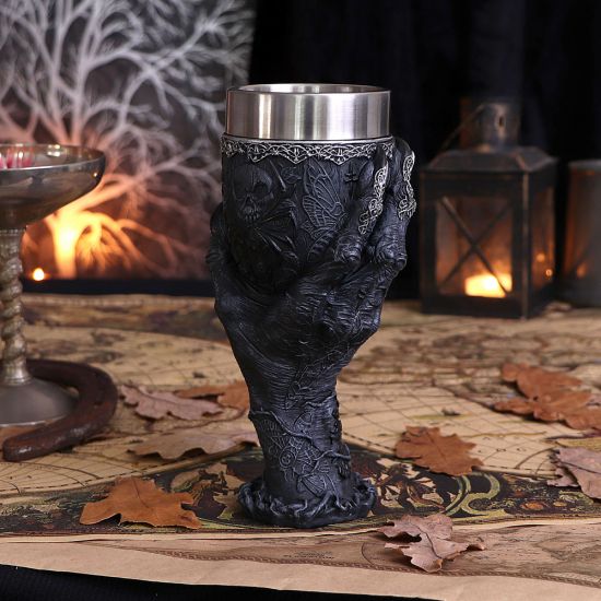 Nemesis Now Baphomet's Grasp Horror Hand Goblet Glass, Polyresin, Black and Silv