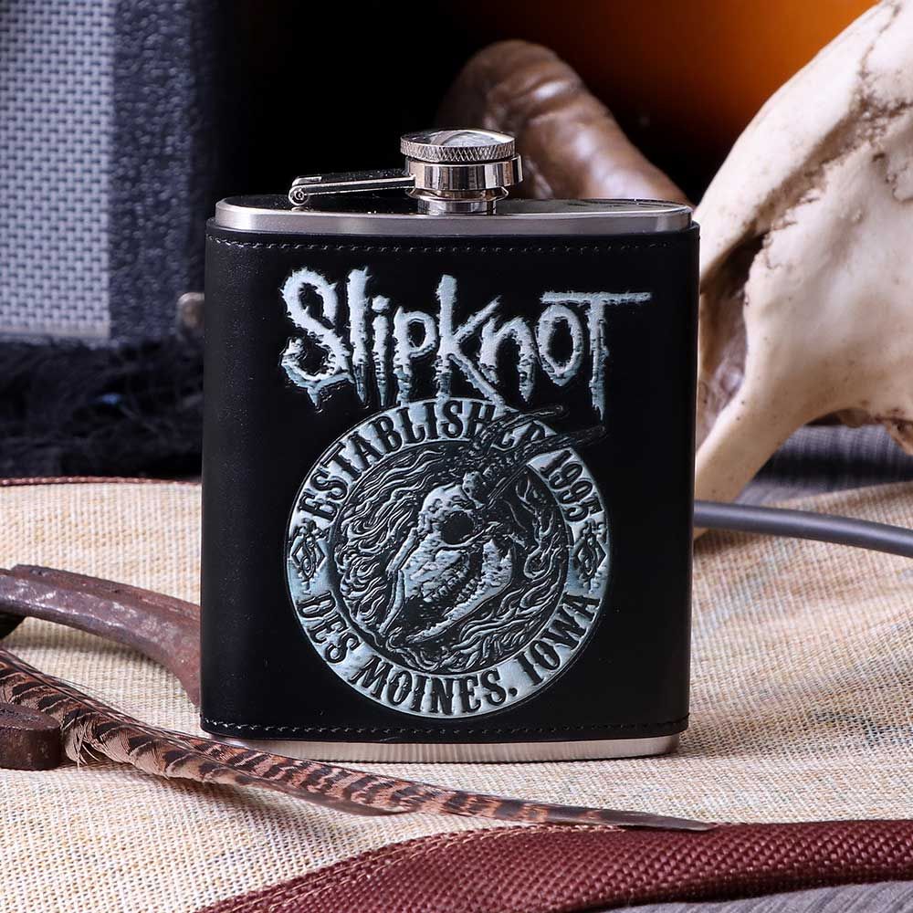 Nemesis Now B5218R0 Officially Licensed Slipknot Flaming Goat Logo Hip Flask, Stainless Steel