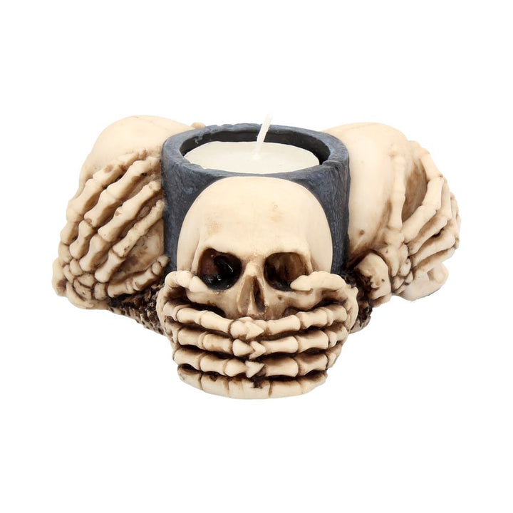 Nemesis Now Three Wise Skulls Tealight Holder 13cm Ivory