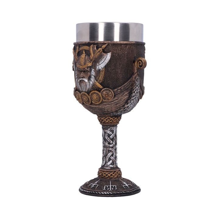 Nemesis Now Valhalla Goblet 17cm, Resin w/Stainless Steel Insert, Brown, 1 Count