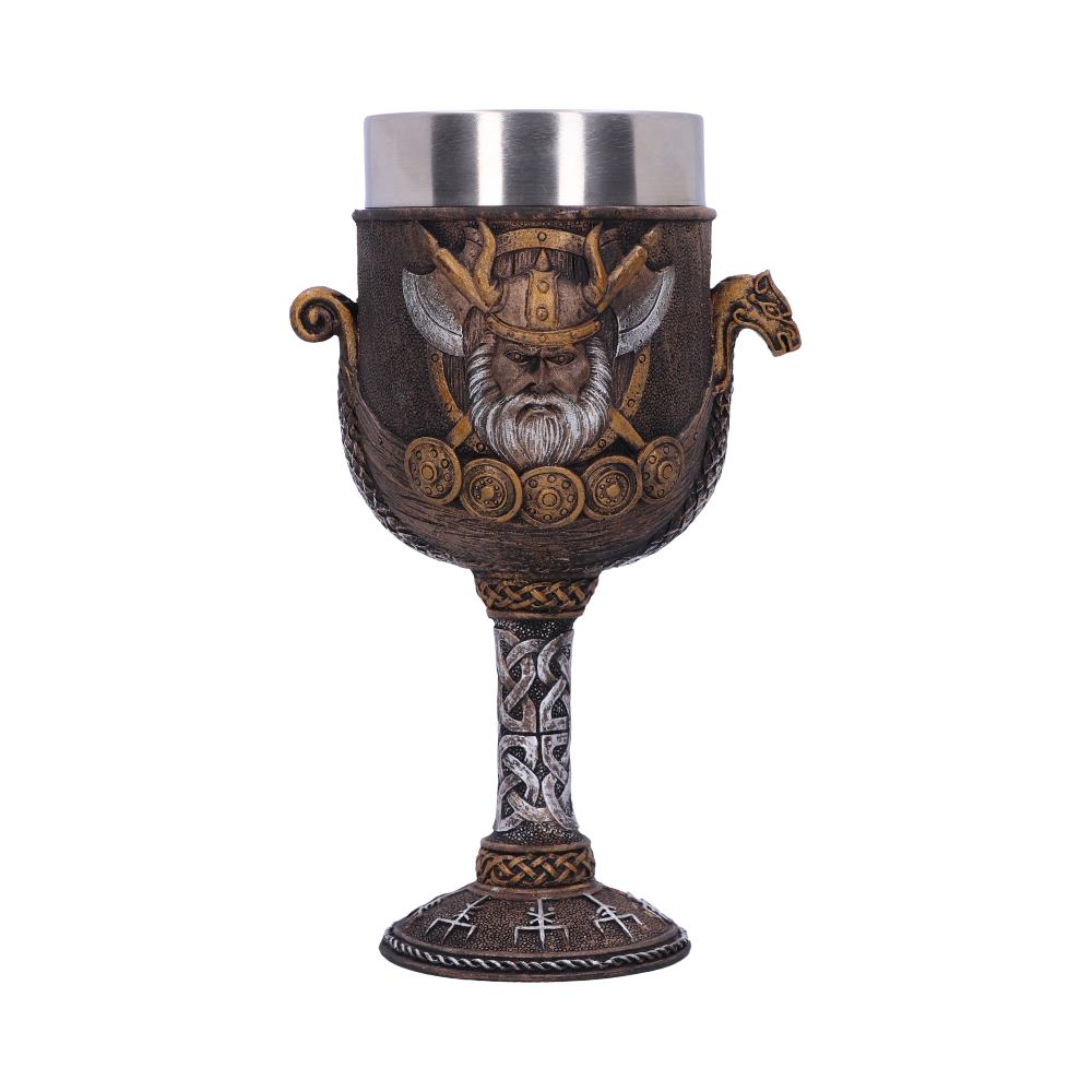 Nemesis Now Valhalla Goblet 17cm, Resin w/Stainless Steel Insert, Brown, 1 Count