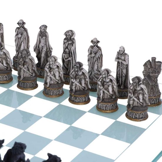 Nemesis Now Vampire Werewolf Gothic Chess Set Black Glass Board