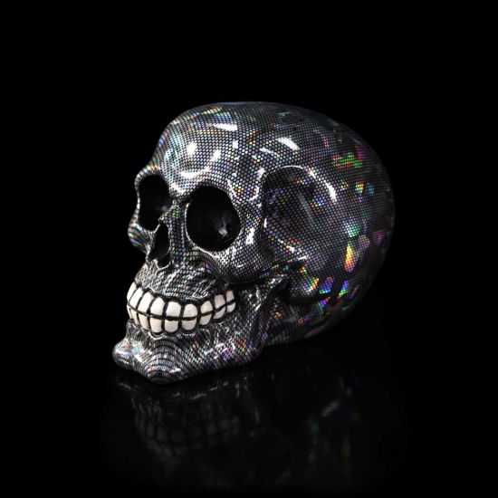 Nemesis Now Holographic Silver Fishnet Skull Ornament, 16.5cm