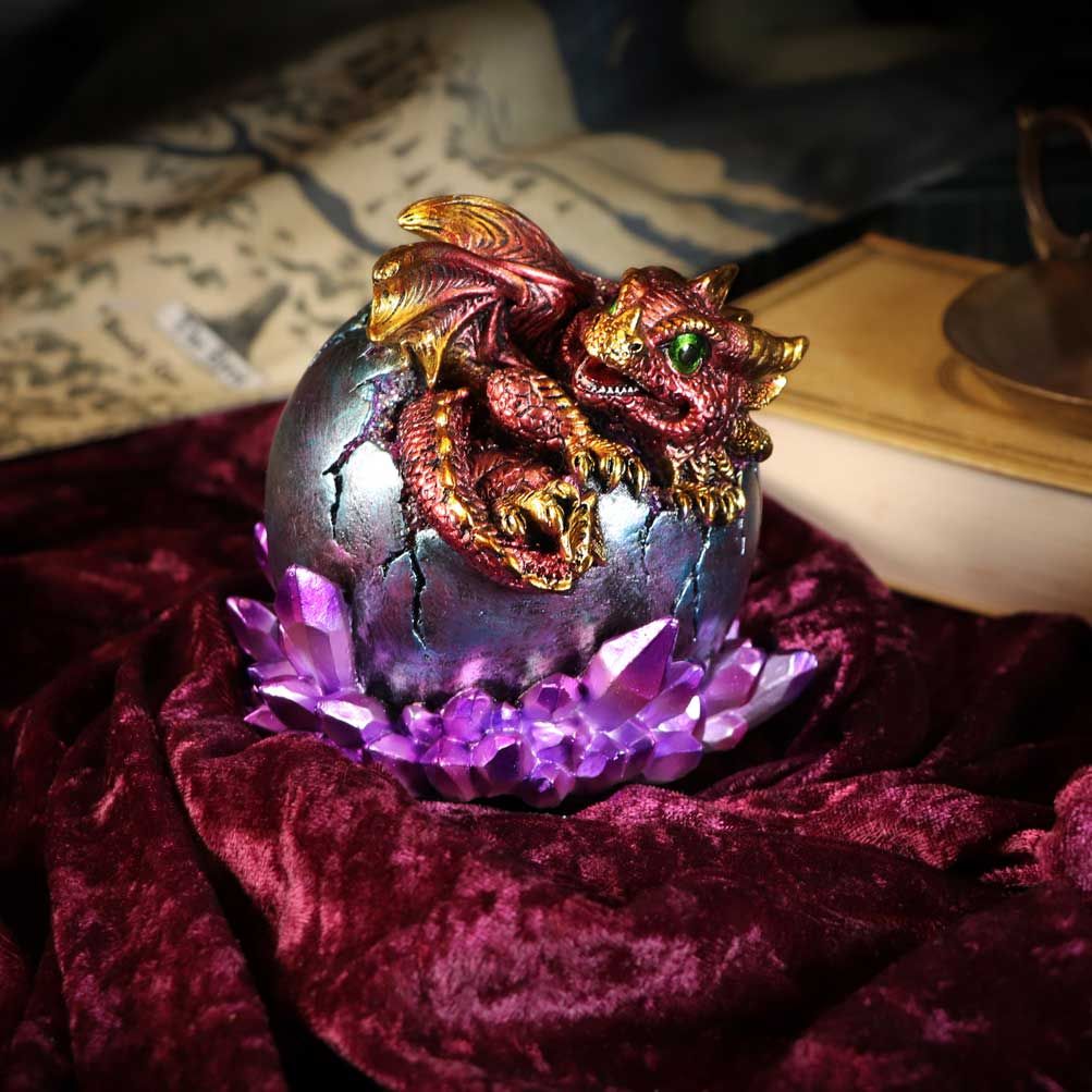 Crimson Hatchling Glow Dragon Red Dragonling Crystal Figurine