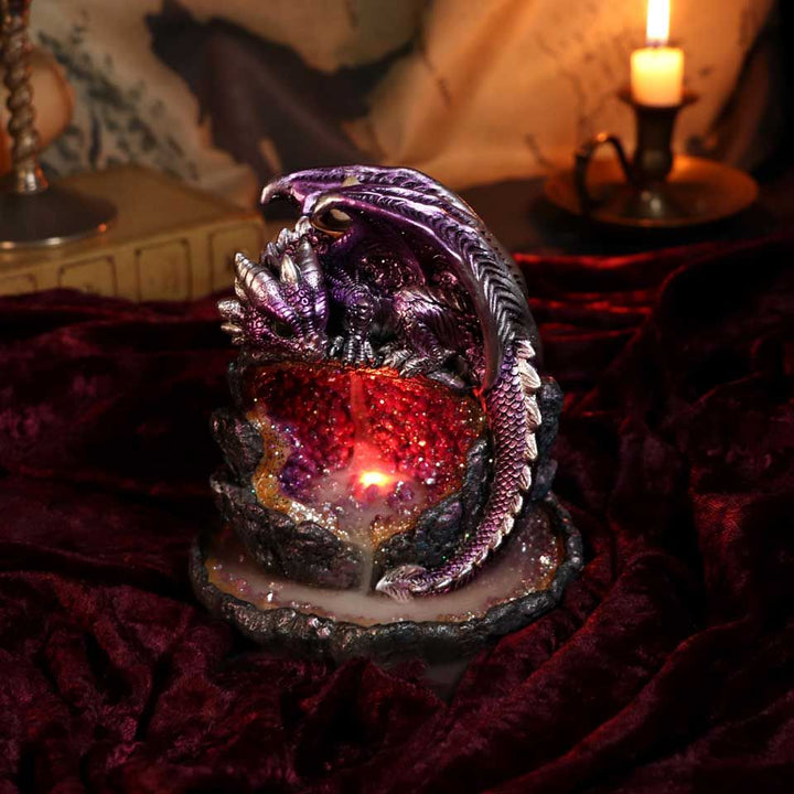 Crystalline Protector Purple Dragon Geode Backflow Incense Burner